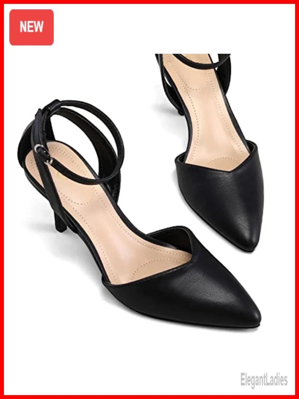 Kitten Heels Closed Toe Dress Pumps Ankle Strap Low Heel